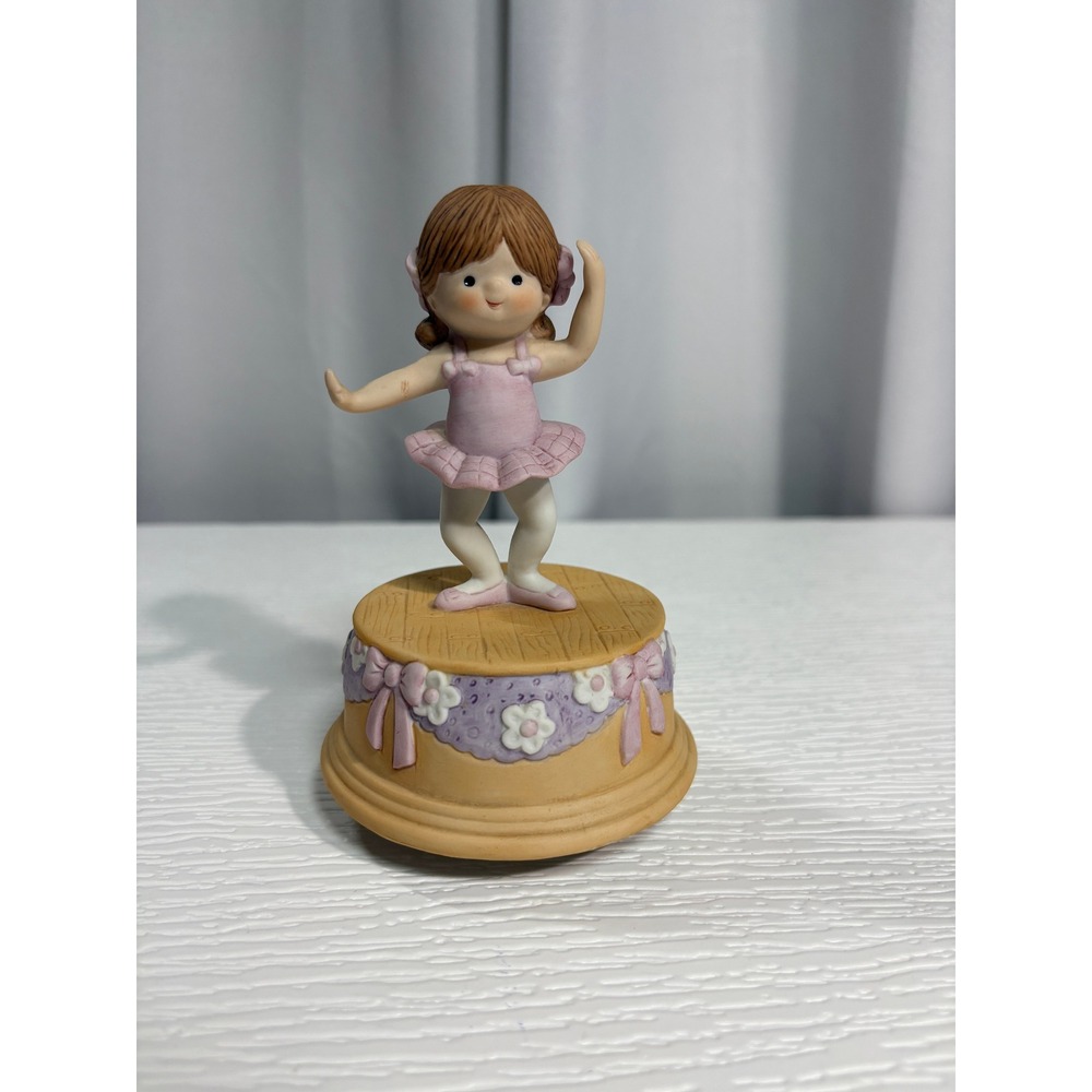 Vintage‎ Enesco Ballerina Music Box Dancer Pink Tutu Rotating Ceramic S0063